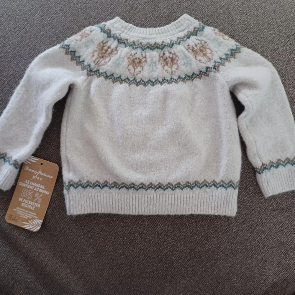 Tommy Bahama NWT Very Soft Baby Fair Isle Reindeer Sweater Size US 12 Months